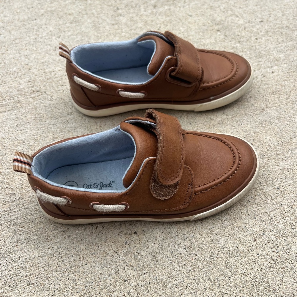 Cat & Jack Brown Kids Moccasins with Hook-and-Loop Strap
